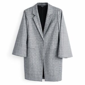 EUC DKNY Gray Long Plaid Duster Jacket